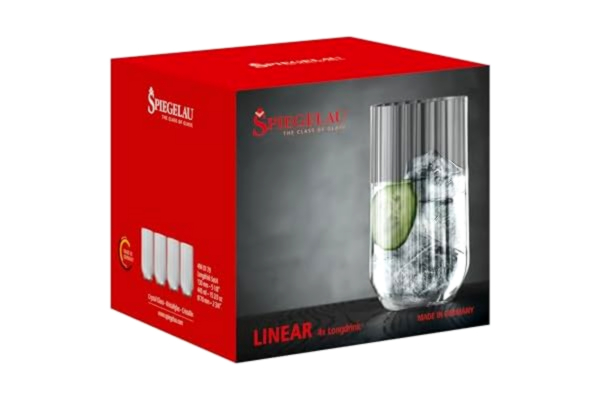 Spiegelau  4-delat longdrinkglas-set, cocktailglas, kristallglas, 445 ml, linjär, 4940179