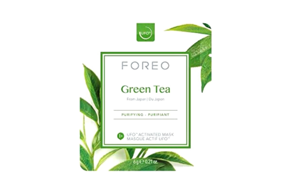 Foreo FOREO Green Tea UFO-aktiverad ansiktsmask för orenheter fet hud, 3-pack, rengörande, antioxidant, grönt te & ulmus extrakt, djurförsöksfri, kompatibel med UFO 2 & UFO