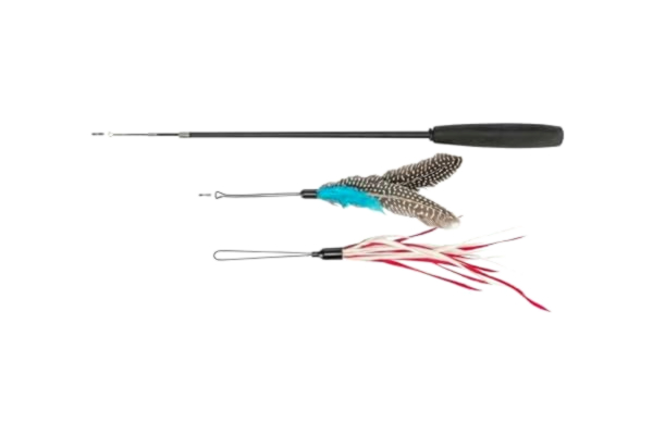 Trixie TRIXIE Teleskop-lekfiske för katter – med handtag – 2 utbytbara leksaker – stav av glasfiber – utdragbar från 40 till 98 cm – 45763