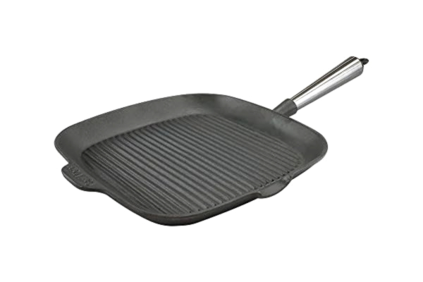 Carl Victor  Vierkantig Gietijzer Grillpan 28 cm Roestvrij Staal Handvat, Inductie