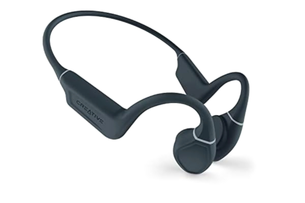 Creative CREATIVE EF1080 Outlier Free Wireless Bone Conduction hörlurar med Bluetooth 5.3, IPX5 svett-och vattenstänkskydd, multipunktsanslutning, upp till 10 timmars batteritid, inbyggd mikrofon, Mörk skiffergrå