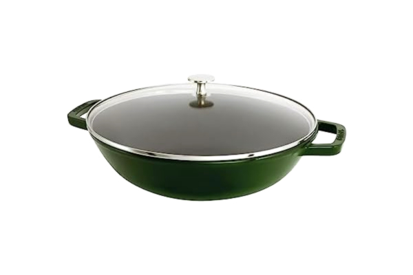 Staub STAUB Wok 30 cm, Gusseisen, Induktionsgeeignet, basilikumgrün