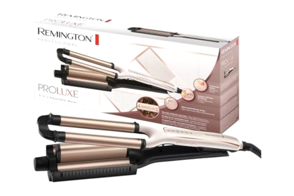 Remington  4-i-1 vågtång, justerbar för olika stilar, upp till 210°C, PRO+ innebär 185°c, keramisk beläggning med sträv yta för bättre grepp, 30 sek uppvärmning, 3m sladd, Proluxe CI91AW