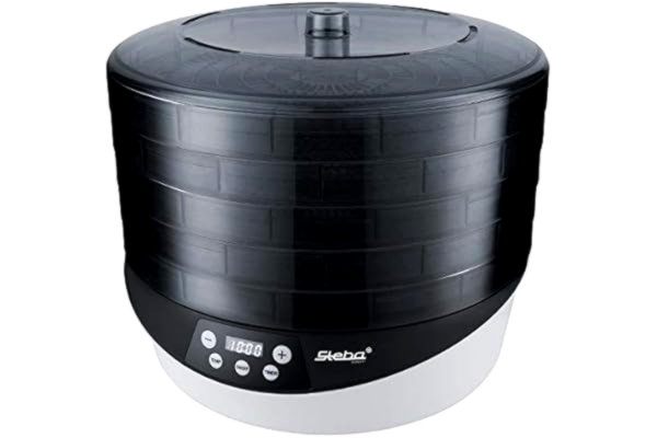 Steba  elektronisk torkningsröst ED 8 | för torkning och bevarande av frukt, grönsaker, örter och mycket mer. | Jämn och snabb lockning tack vare 360° roterande torklager, svart/vit
