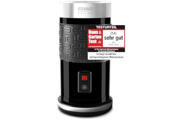 Caso  Fomini Crema Design Mjölkskummare, för krämigt mjölkskum, kallt och varmt, perfekt för latte macchiato, kakao, cappuchino eller frapp, högkvalitativt hölje, svart