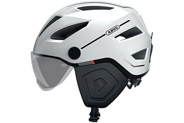 Abus ABUS Pedelec 2.0 ACE Casque Vélo Urbain - Casque E-Bike de Haute Qualité avec Lumière Arrière et Visière pour Circulation en Ville - Unisexe - Blanc, Taille M