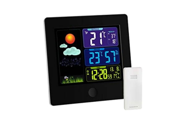 TFA  Dostmann draadloze weerstation SUN, 35.1133.01, ruimteklimaatbewaking, weersverwachting met symbolen, buitentemperatuur, max.-min.-waarden, tijd, achtergrondverlichting, kunststof, zwart