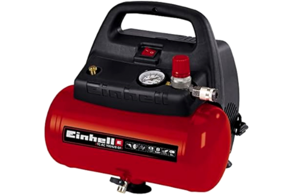 Einhell  4020495 Compressor TC-AC 190/6/8 OF (1100 W, Max 8 Bar, Oil-/Service-Free Motor, 6 Liter Tank, Quick-Release Coupling for Controlled Working Pressure, Safety Valve), 34.5 cm*34.0 cm*29.6 cm