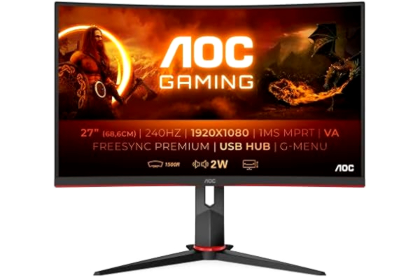 AOC  | Gaming C27G2ZU/BK - LED-skærm - kurvet - 27 - 1920 x 1080 Full HD (1080p) @ 240 Hz - VA - 0.5 ms - sort/rød