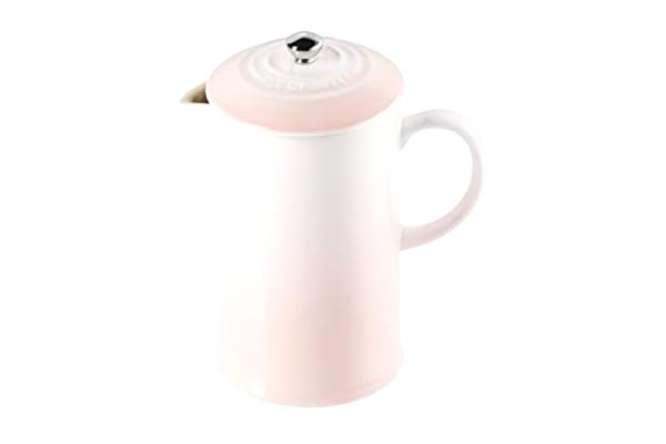 Le Creuset  Koffiezetapparaat van aardewerk, roestvrijstalen kolf, 1 liter, voor 3-4 kopjes, Shell Pink, 60706087770003