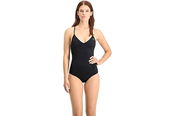 Puma PUMA Dam baddräkt dam V-hals crossback one piece baddräkt, Schwarz, L