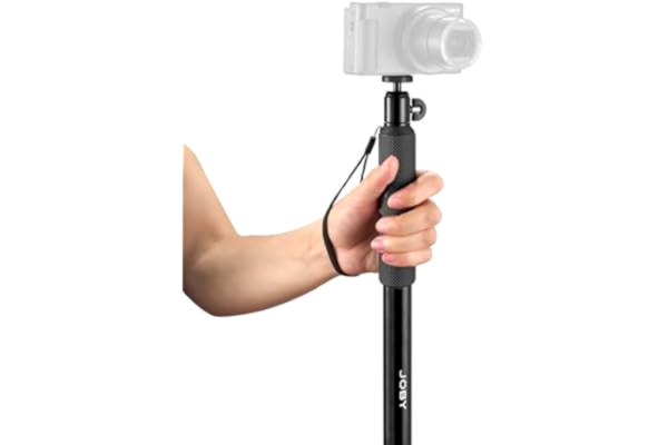 Joby JOBY Kompakt monopod 2-i-1, kamera/actionkamera med kulhuvud, universellt ¼-20 tums fäste, vridbar montering kompatibel med GoPro, DSLR, spegelfri kamera, färg: svart