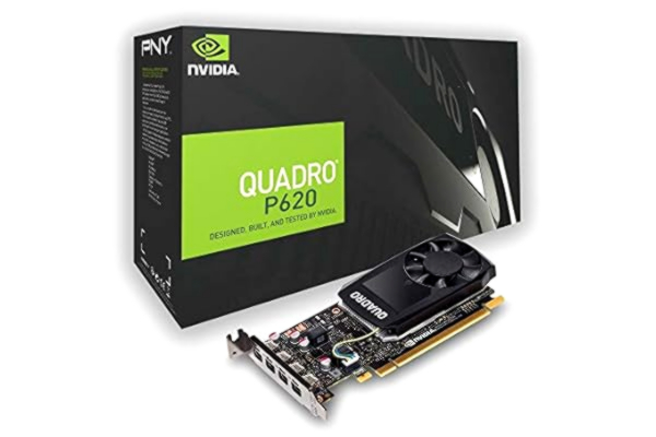 PNY  Quadro P620 Carte graphique professionnelle 2GB GDDR5 PCI Express 3.0 x16, simple slot, 4x Mini-Port display, 5K Support, Ventilateur actif ultra-silencieux