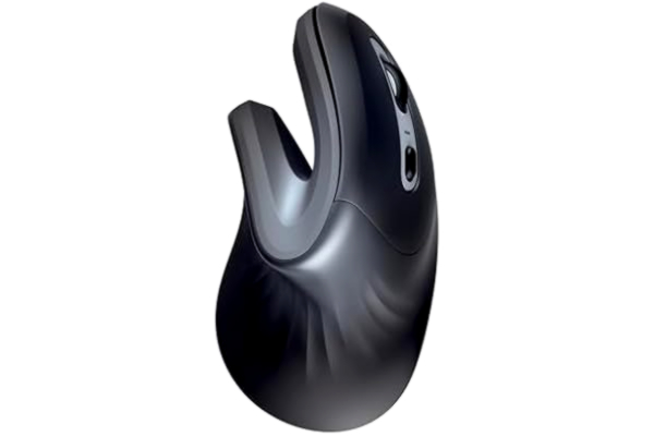 Trust  Verro Ergonomisk trådlös mus, vertikal vinkel på 60°, förebyggande mot musarm/tennisarm (RSI syndrom), 800–1600 DPI, 6 knappar, trådlös vertikal mus för PC och bärbar dator – svart
