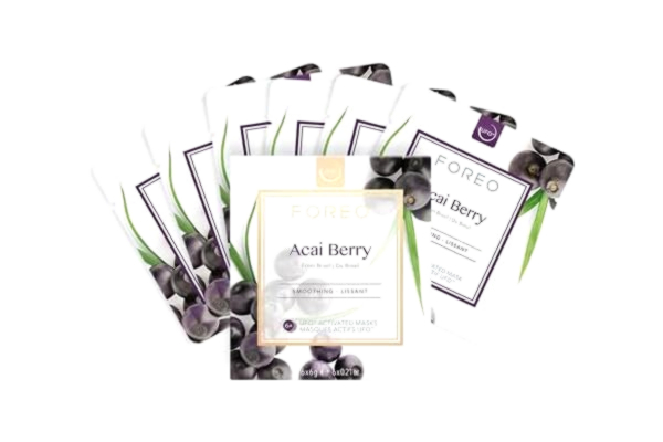 Foreo FOREO Acai Berry UFO-aktiverad ansiktsmask mot torr och åldrande hud, 6-pack, antioxidanter, vadderande, acai berry & sheasmör, djurförsöksfri, kompatibel med alla UFO-enheter