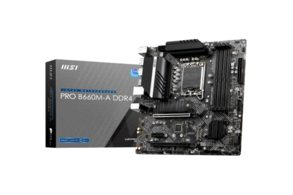 MSI  PRO B660M-A DDR4-moederbord, Micro-ATX - Ondersteunt Intel 12e generatie Core processors, LGA 1700 - DDR4 Memory Boost 4800+MHz/OC, PCIe 4.0 & 3.0 x16-sleuven, 2 x M.2 Gen4-sleuven, 2.5G LAN