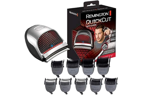 Remington  hårtrimmer, 9 fasta kammar 1.5-15 mm, ergonomisk design för att klippa sig själv, litiumbatteri med upp till 40 min användningstid, sladd/sladdlös, förvaringsväska, Quick Cut, HC4250