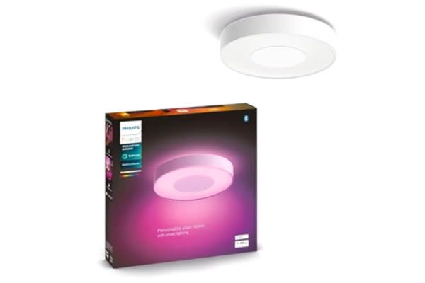 Philips  Hue Xamento stor vit: takplafond, badrum IP44, Philips Hue White and Color Ambiance, 60W, 2200-6500 kelvin, 16 miljoner färger, Zigbee & BT, röststyrning via Amazon Alexa, Google Home, Siri
