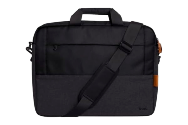 Trust  Lisboa Laptopväska fodral 16 tum, resväska med vagnrem, tillverkad av återvunnen plast, affärsarbetsväska, axelväska för män, kvinnor, college, MacBook, HP, Dell, Asus, Lenovo – svart