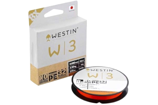 Westin  W3 8-Braid Dutch Orange (0,08 mm – 0,165 mm) – 135 m fiskelina, diameter/belastning: 0,10 mm/3,5 kg