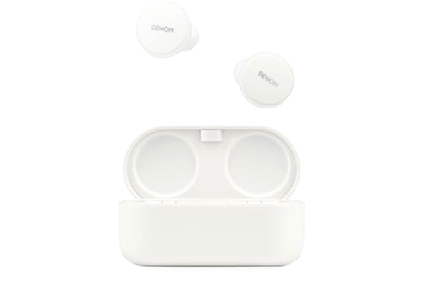 Denon  PerL Pro True trådlösa öronsnäckor, personlig ljudprofil, brusreducerande öronsnäckor, vattentåliga hörlurar, med inbyggda mikrofoner och lång batteritid – vit