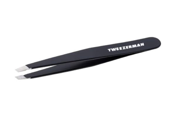 Tweezerman TWEEZERMAN Pincett (snedställda spetsar, ögonbrynspincett, professionell kvalitet, rostfritt stål), svart
