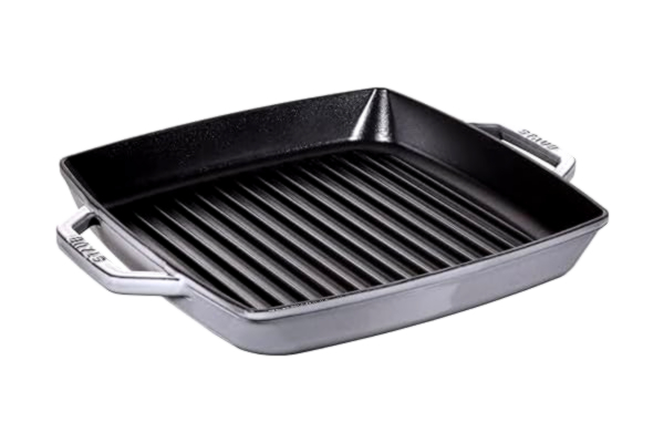 Staub  40511-684-0 Grillpfanne mit zwei Griffen, quadratisch, 28 cm, Gusseisen, graphitgrau, 39 x 32,5 x 5,0 cm