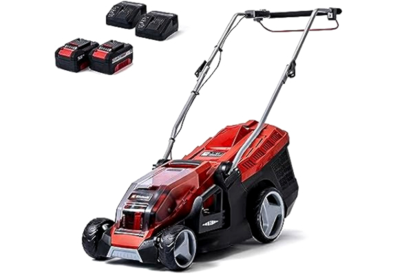 Einhell  Sladdlösa gräsklipparen GE-CM 36/36 Li Kit Power X-Change (36 V, 36 cm klippbredd, upp till 400 m², borstlös, 40L uppsamlingspåse, 25-75 mm klipphöjd, inkl. 2x 4,0 Ah batteri och 2x laddare)