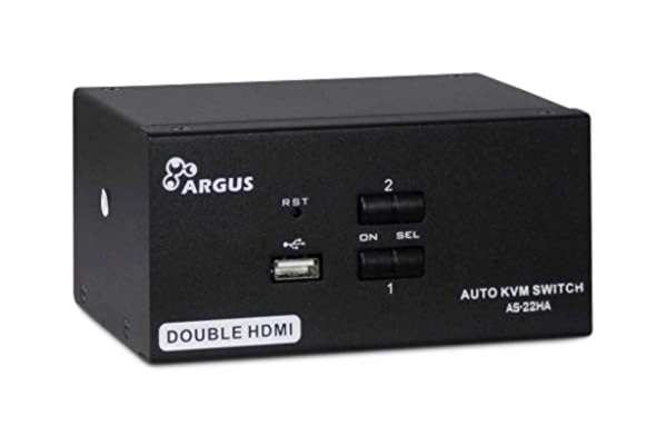 Argus Inter-Tech KVM KVM-AS-22HA HDMI-linje i 4X HDMI 4X 3,5 mm 3 pol. Klinke 1 strömlinjeutgång 2 x USB 2 x 3,5 mm 3 pol kontakt 2X HDMI