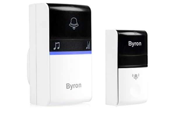 Byron  DBY-23412 Radiodörrklocka, uttagsset, Kinetic-teknik – inga batterier behövs, upp till 200 m trådlös räckvidd