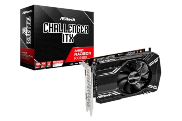 ASRock Asrock RX6400 Challenger ITX 4 GB, 4 GB DDR6, PCIe4, HDMI, DP, 2321 MHz klocka, AMD RDNA 2, 0 dB kylning, kompakt design