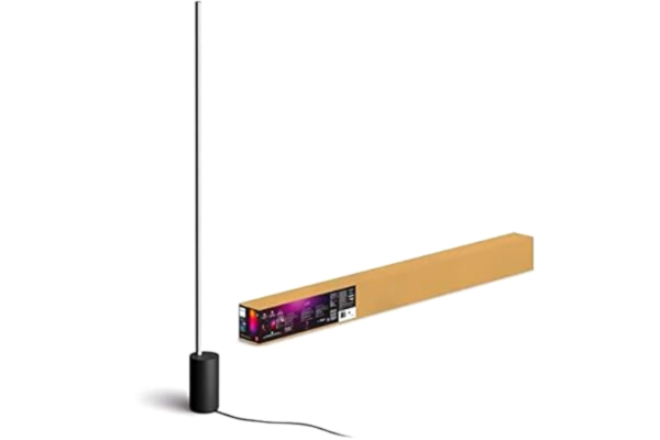 Philips  Hue Signe Svart, smart LED-golvlampa med full färg/RGBWW, belysning för spelrum & vardagsrum, synkronisera med film, spel & musik, Zigbee/Bluetooth, röststyrning via Alexa, Google & Siri