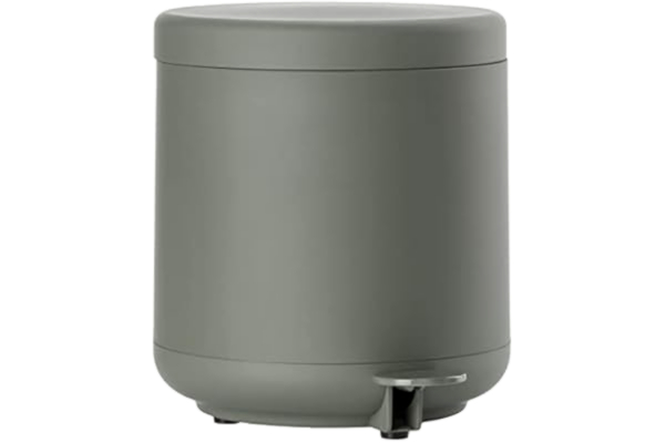 Zone Denmark  Ume avfallsbehållare för badrum, kosmetikbehållare, pedalhink med lock för badrummet, med löstagbar innerbehållare och mjukstängning, diam. 19,5 cm, höjd 22 cm, 4 liter, Olivgrön (Grön)