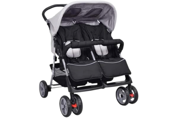 vidaXL  Tvillingvagn stål grå och svart