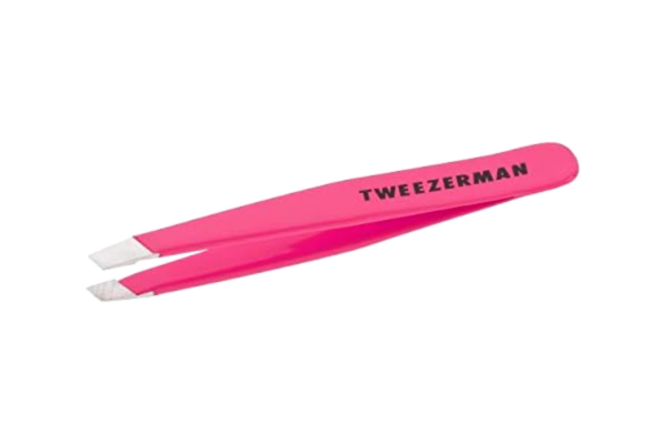 Tweezerman TWEEZERMAN Mini pincett (snedställda spetsar, ögonbrynspincett, professionell kvalitet, rostfritt stål), Neon Pink