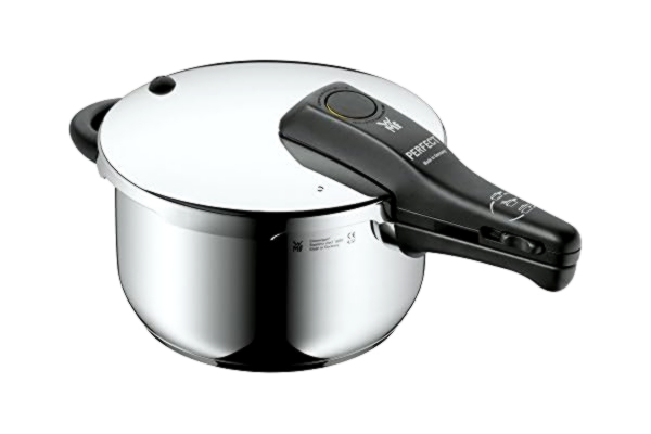 WMF  Perfecte snelkookpan, inductie, 4,5 l, stoomkookpan, Cromargan roestvrij staal, gepolijst, 2 kookstanden, eenhandskookregelaar, 42 x 26 x 21 cm