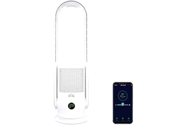 djive  ARC Casual 2w1 bezwirnikowy wentylator i oczyszczacz powietrza, cichy, filtr HEPA 14 & UVC, przeciwko kurzu, wirusów, aplikacja, Smart Home Alexa & Google Home, dla alergików, Clean White