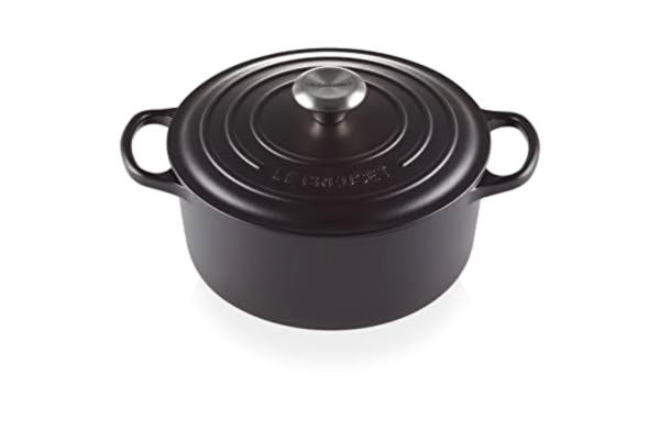 Le Creuset LE CREUSET Kenmerkende geëmailleerde gietijzeren ronde braadpan met deksel, 28 cm, 6,7 liter, satijnzwart, 211772800