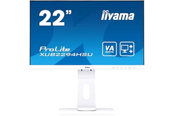 Iiyama Ecran iiyama 21,5" ProLite XUB2294HSU-W1 VA ULTRA MINCE,4 ms, FHD@75Hz, DP/HDMI/VGA/USB 2x2.0, pied réglable, blanc, Flicker free blue light, speakers
