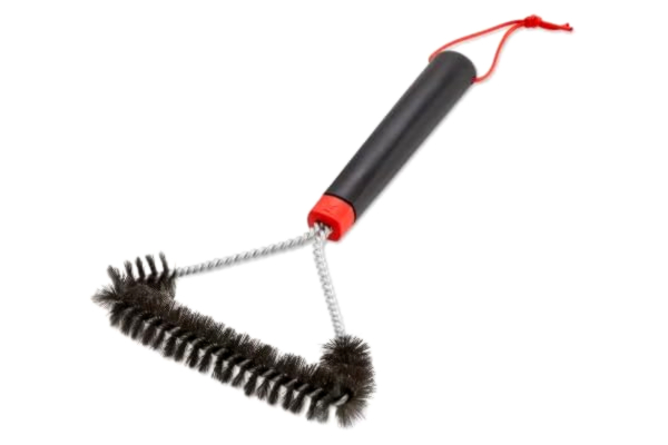 Weber  Grillborste - Trehörning Kort, 30cm Lång, Perfekt Allroundverktyg, med Halksäkert Grepp, Hållbara och Rostfria Stålborstar, Passar Alla Grilltyper - Svart (6277)