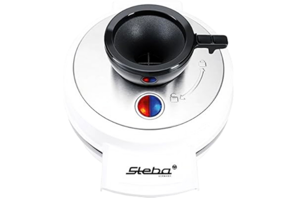 Steba  WE 20 VOLCANO våffeljärn med innovativ trattpåfyllningsöppning, vit