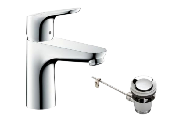 Hansgrohe hansgrohe Focus - Tvättställsblandare med lyftventil, Vattenkran badrum med utloppshöjd 94 mm, Badrumskran vattenbesparande (EcoSmart), krom, 31607000