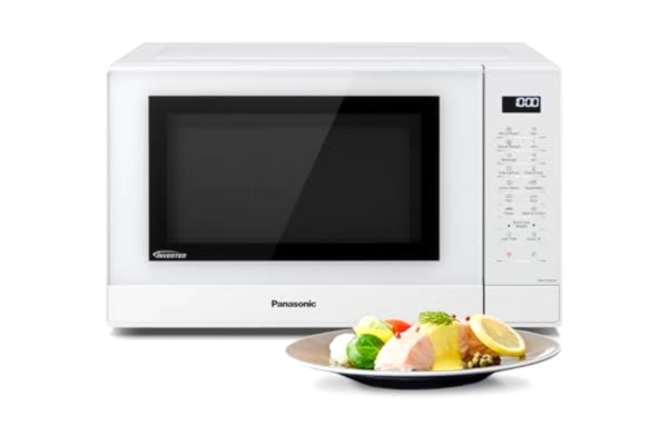 Panasonic  NN-ST45KWEPG | Solo-mikrovågsugn, 32 l, växelteknik, 1 000 W, roterande bricka 34 cm, 21 program, Turbo avfrostning, juniormeny, vit - version SV