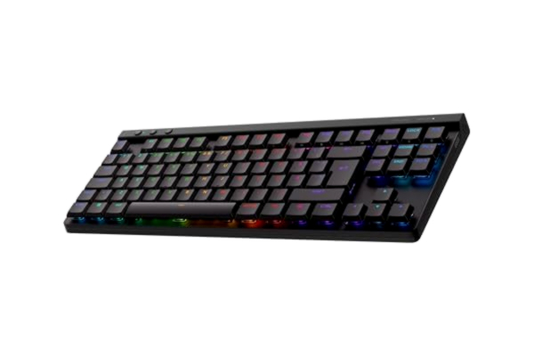 Logitech  G G515 LIGHTSPEED TKL trådlöst speltangentbord med låg profil, LIGHTSYNC RGB, tunn konstruktion utan numerisk knappsats, PBT-tangenter, taktila mekaniska brytare, Pan Nordic QWERTY - Svart