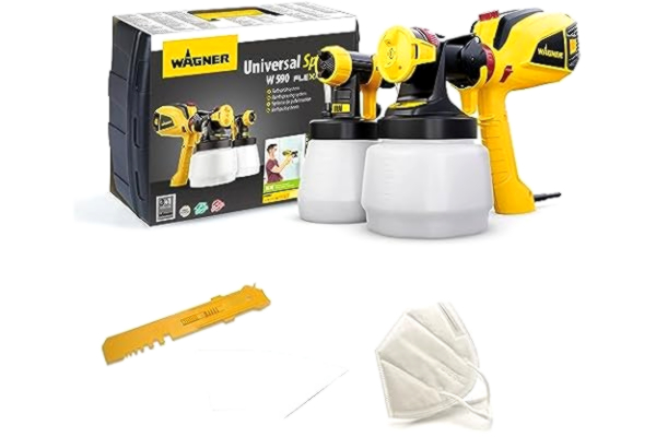 Wagner WAGNER Färgspruta W 590 FLEXiO för väggfärg, lack och lasyr för inom- och utomhusbruk, 15 kvadratmeter - 6 min, behållare 1300 ml (väggfärg) /800 ml (lack/lasyr), 630 W