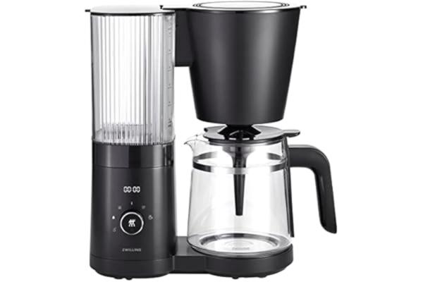Zwilling ZWILLING ENFINIGY kaffebryggare med 1,5 l glaskanna, med panna i rostfritt stål, blooming- och smart avkalkningsfunktion, plast, svart