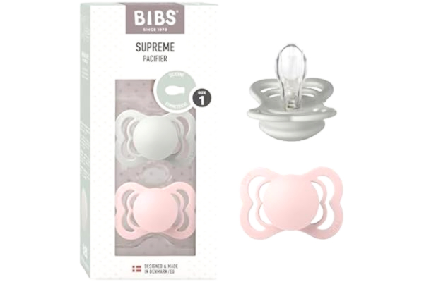 Bibs BIBS Supreme Napp 2-pack, BPA-fri, Symmetrisk sugdel. Silikon, Storlek 1 (0-6 månader), Haze/Blossom