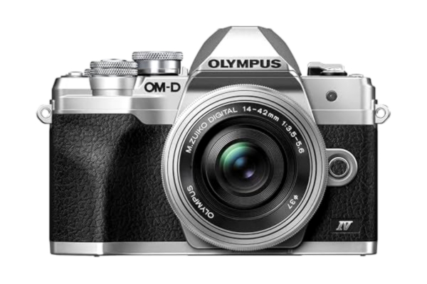 Olympus  OM-D E-M10 Mark IV Micro Four Thirds systemkamera, 20 MP-sensor, 5-axlig bildstabilisering, kraftfull AF, Wi-Fi, silver inkl. M.Zuiko Digital ED 14 42mm F3.5 5.6 EZ Pancake, silver