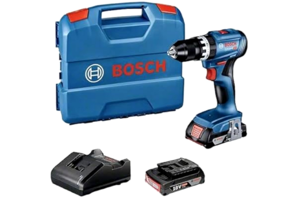 Bosch  Professional 18V System sladdlös slagborr/skruvdragare GSB 18V-45 (varvtal på 1 900 varv/min, 2 x 2,0 Ah-batterier, GAL 18V-20, L-Case)