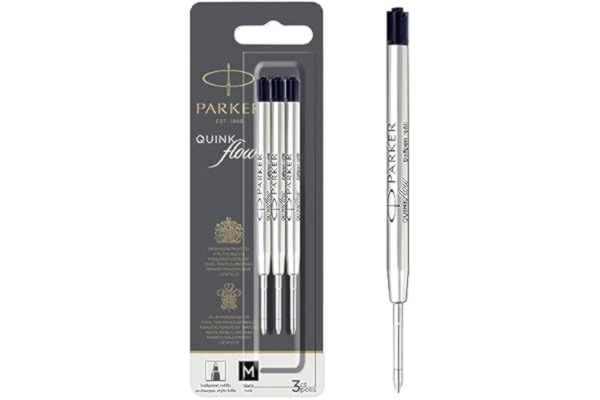 Parker  QUINKflow patroner till kulspetspenna | Medium spets| Svart | 3 st